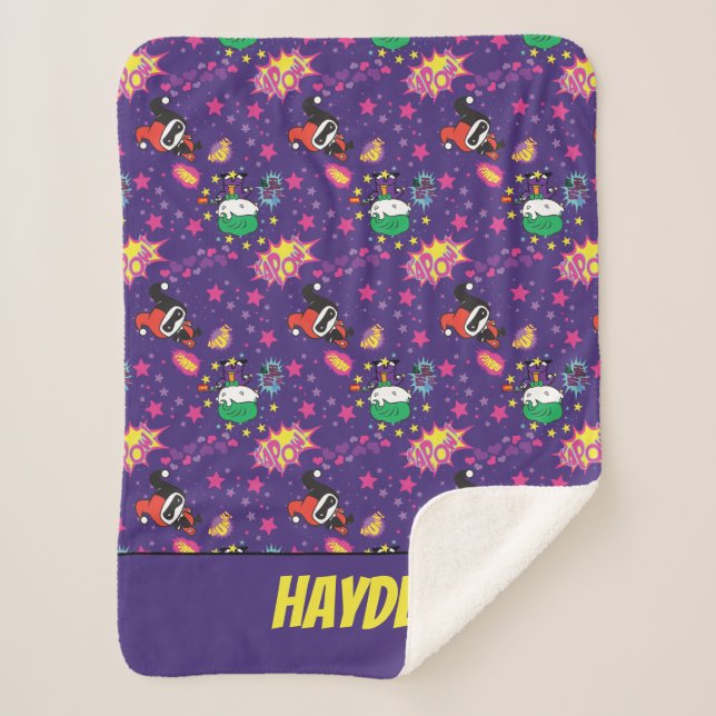 Cobertor Sherpa Chibi Joker e Harley Pattern (Frente)