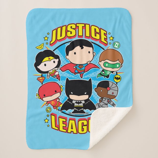 Cobertor Sherpa Chibi Justice League Group (Frente)