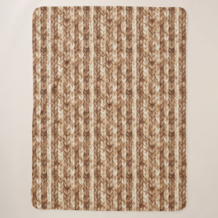 Cobertor Sherpa Chic Brown Cream Faux Stripes Tecidas
