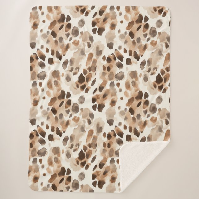 Cobertor Sherpa Chic Cream Brown Leopardo Impressão Animal (Frente)