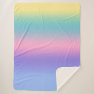Cobertor Sherpa Chic de Gradiente de Ombre Estético Pastel Rainbow