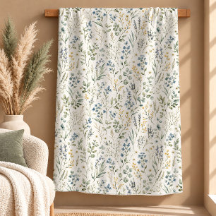 Cobertor Sherpa Chic Dusty Verde Botânico Aquarela Decoração de Ca