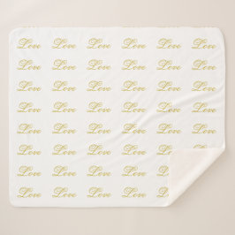 Cobertor Sherpa Chic Grafite Dourado Branco Amor Caligrafia Casame