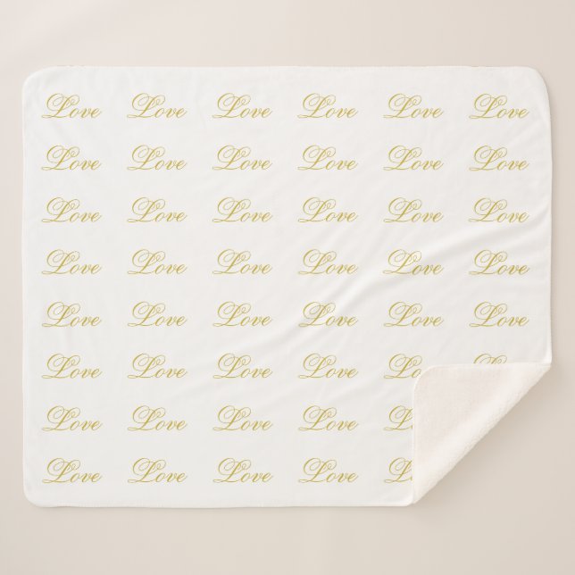 Cobertor Sherpa Chic Grafite Dourado Branco Amor Caligrafia Casame (Frente (Horizontal))