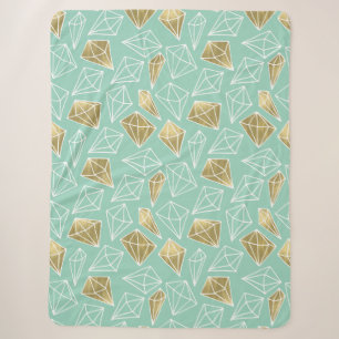 Cobertor Sherpa Chic Mint Diamantes Dourados