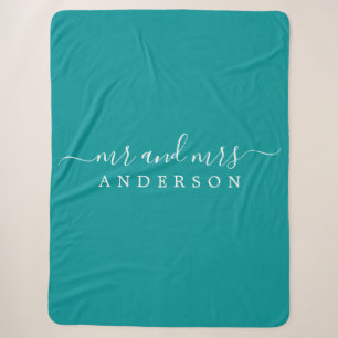 Cobertor Sherpa Chic Newlywing Sr. Sra. Green Monograma
