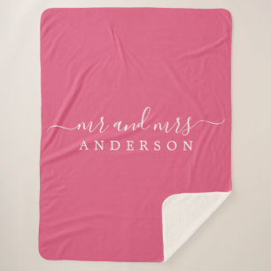 Cobertor Sherpa Chic Newlywn Sr. Monograma Rosa Quente