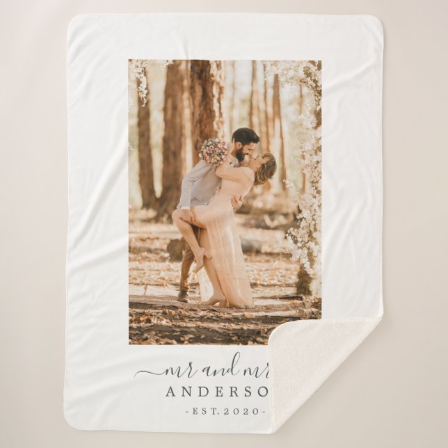 Cobertor Sherpa Chic Script - Foto da Sra. Monograma (Frente)