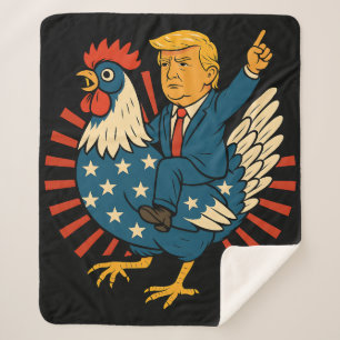 Cobertor Sherpa Chicken Jockey Trump Engraçado Memória