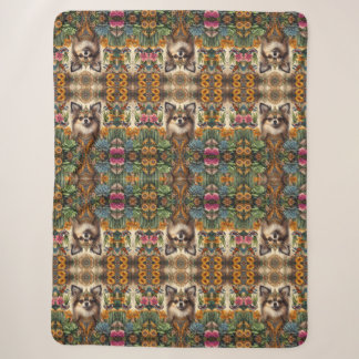 Cobertor Sherpa Chihuahua Floral Abstrato Mexicano 
