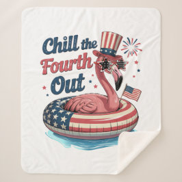 Cobertor Sherpa Chill The Fourth Out Funny 4th of July Flamingo