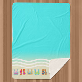 Cobertor Sherpa Chinelos Beach Waves Blue