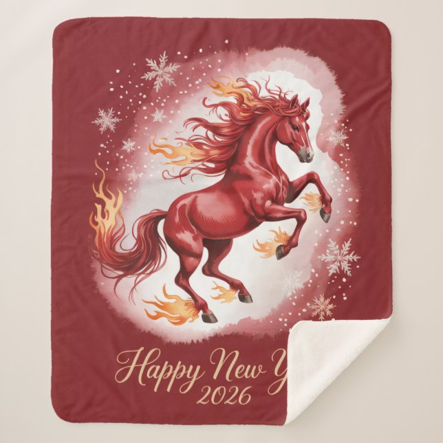 Cobertor Sherpa Chinese New year of the Horse 2026 (Frente)