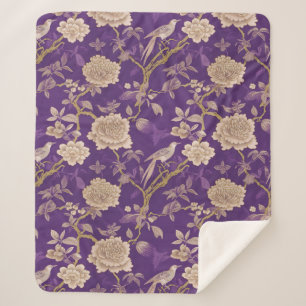 Cobertor Sherpa Chinoiserie púrpura