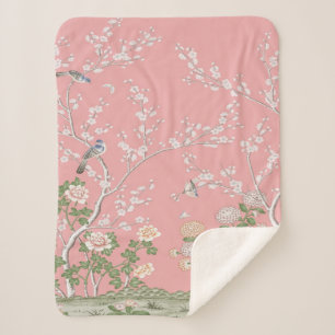 Cobertor Sherpa Chinoiserie Rosa