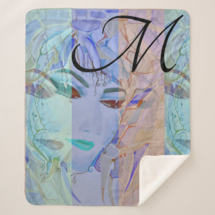 Cobertor Sherpa Chiques Românticos Monogramados Colores de Pastel