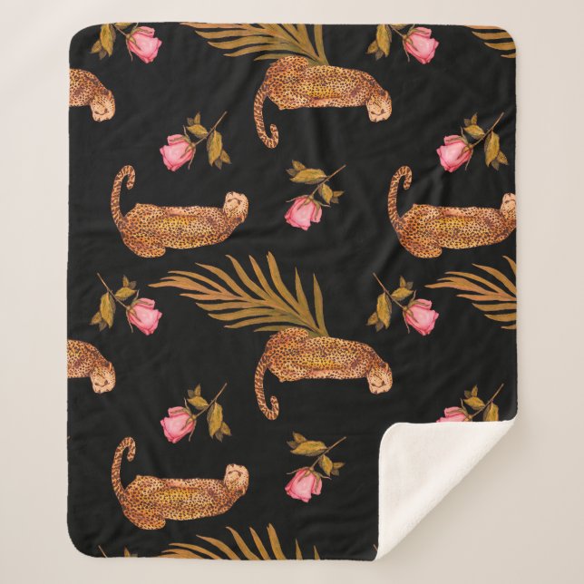 Cobertor Sherpa Chitas românticas: padrão uniforme de aquarela. (Frente)