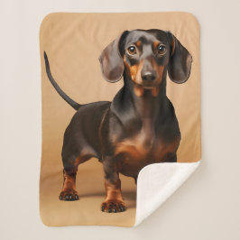 Cobertor Sherpa Chocolate e Tan Dachshund Dog