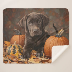 Cobertor Sherpa Chocolate Labrador Retriever Autumn