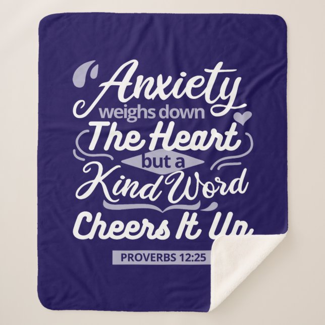 Cobertor Sherpa Christian Encouragement Quote – Anxiety & Kindness (Frente)