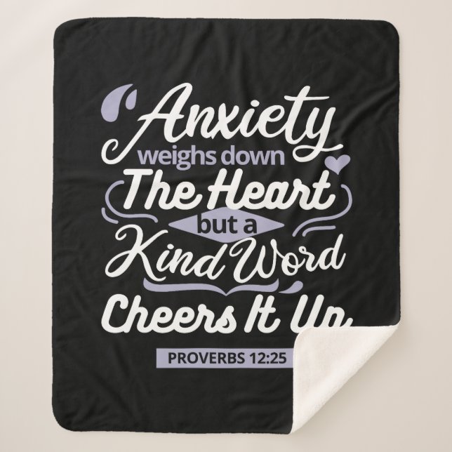 Cobertor Sherpa Christian Encouragement Quote – Anxiety & Kindness (Frente)