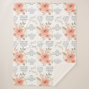 Cobertor Sherpa Christian PRAYER Peach Floral