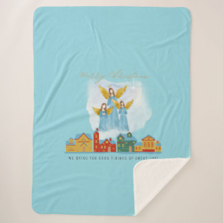 Cobertor Sherpa Christmas Angels Bring Joy and Tidings Home Decor!