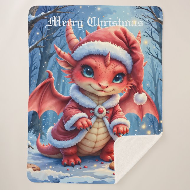 Cobertor Sherpa Christmas dragon, too cute to arrest,  (Frente)