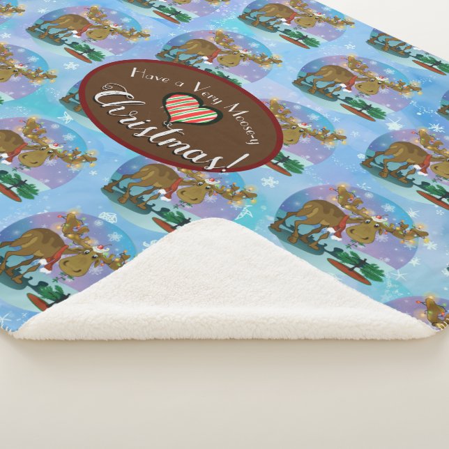 Cobertor Sherpa Christmas Moose (3/4)