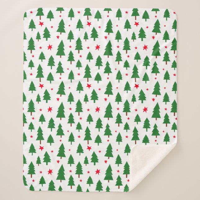 Cobertor Sherpa Christmas Trees and Stars (Frente)