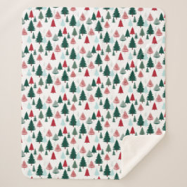 Cobertor Sherpa Christmas Trees Pine Forest Cozy Patterned