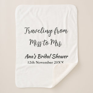 Cobertor Sherpa Chuveiro de noiva de viagem adicionar nome data de