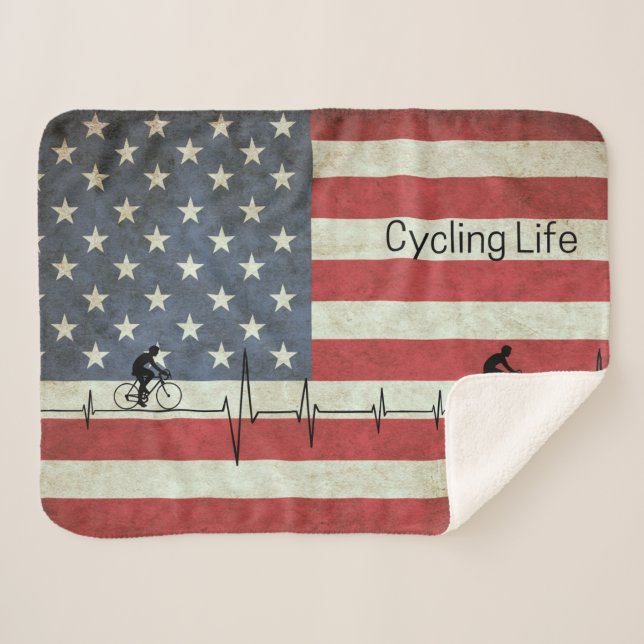 Cobertor Sherpa Ciclismo, Estrelas e Stripes (Frente (Horizontal))