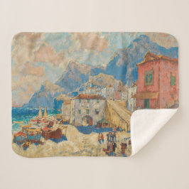 Cobertor Sherpa Cidade Costeira na Espanha (Paisagem Espanhola Vin