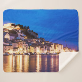 Cobertor Sherpa Cidade croata de Sibenik à noite
