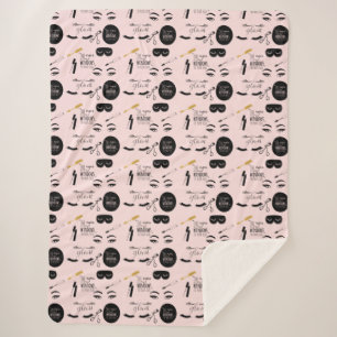 Cobertor Sherpa Cílios Rosa Bege Preto Dourado Glam