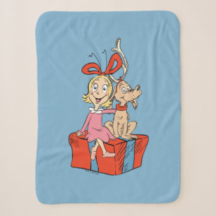 Cobertor Sherpa Cindy Lou Who & Max Presente de Natal