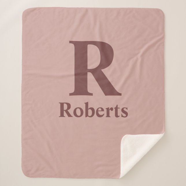 Cobertor Sherpa Cinnamon Rosa inicial/nome/família (Frente)