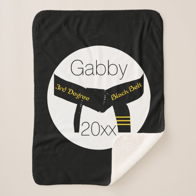 Cobertor Sherpa Cinta Preta de Terceiro Grau Artes Marciais (Frente)