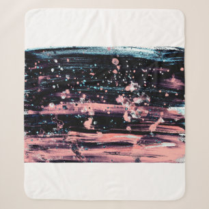 Cobertor Sherpa Cinza abstrato artística escura e fundo rosa wi