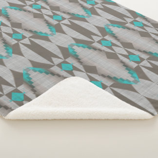 Cobertor Sherpa Cinza Aqua Turquoise Teal Blue Arte Tribal