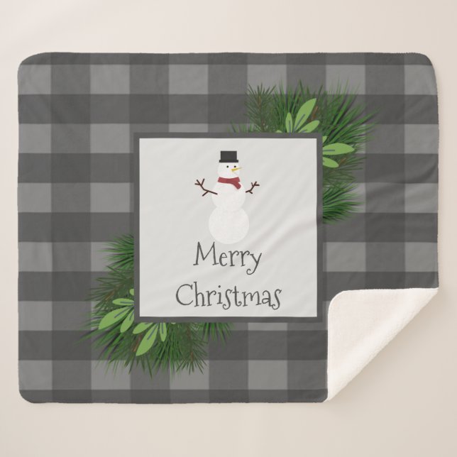 Cobertor Sherpa Cinza Buffalo Xadrez Sherpa Blanket (Frente (Horizontal))