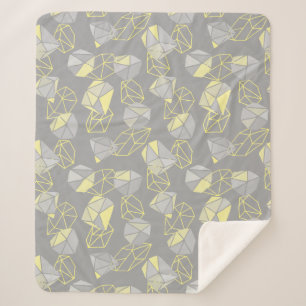 Cobertor Sherpa Cinza de Padrão de Gemas Geométricas Modernas e 