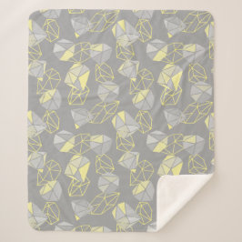 Cobertor Sherpa Cinza de Padrão de Gemas Geométricas Modernas e Am