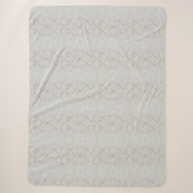 Cobertor Sherpa Cinza Dourada Glam XOXO (Frente)