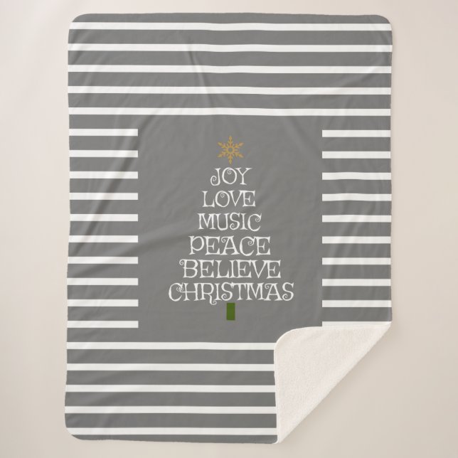 Cobertor Sherpa Cinza/Espírito Branco de Natal (Frente)