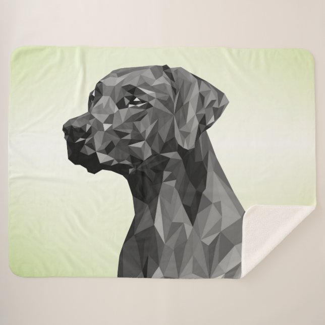 Cobertor Sherpa Cinza Geométrico Cachorro Verde (Frente (Horizontal))