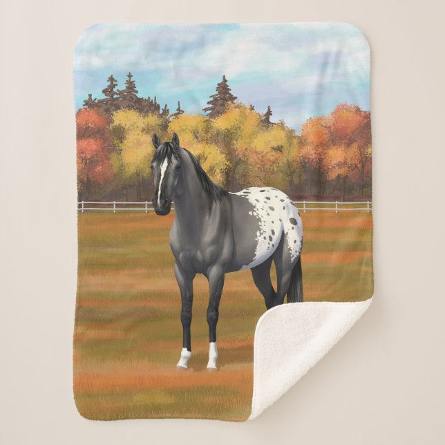 Cobertor Sherpa Cinza Grulla Appaloosa Quarter Horse Stallion (Frente)
