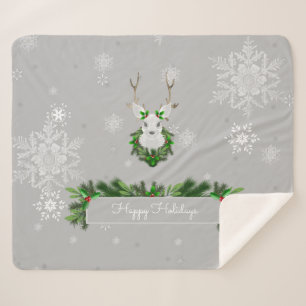 Cobertor Sherpa Cinza Reindeer Sherpa Blanket