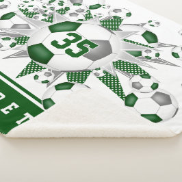 Cobertor Sherpa cinza verde meninas esportivas bolas de futebol es